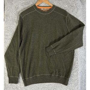 Raffi Mens 100% Cashmere Crew Neck Sweater Olive Green Size L Large Luxury Knit